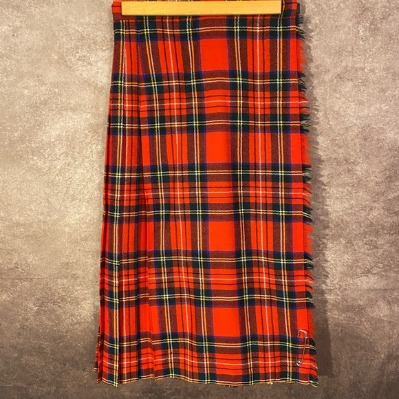 Edinburgh Other - Edinburgh Woollen Mill UK Pleated Kilt Skirt Pure New Wool Red Plaid-Girls Sz 12